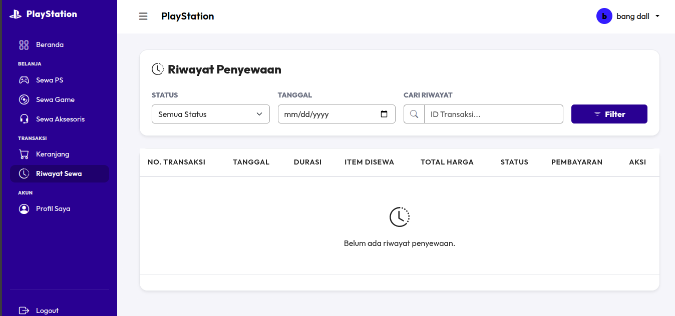 Riwayat Sewa