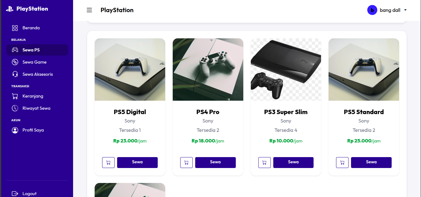 Sewa PS 2