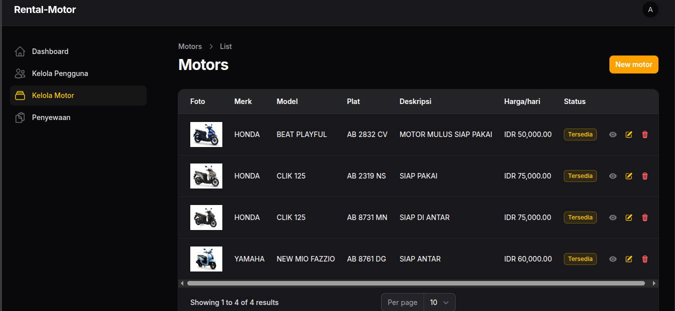 Rental Motor - Motor Management